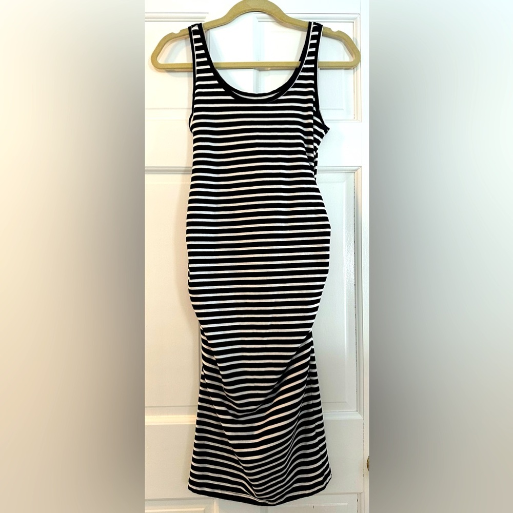 Maternity maxi dress Black and White Striped Sleeveless XS